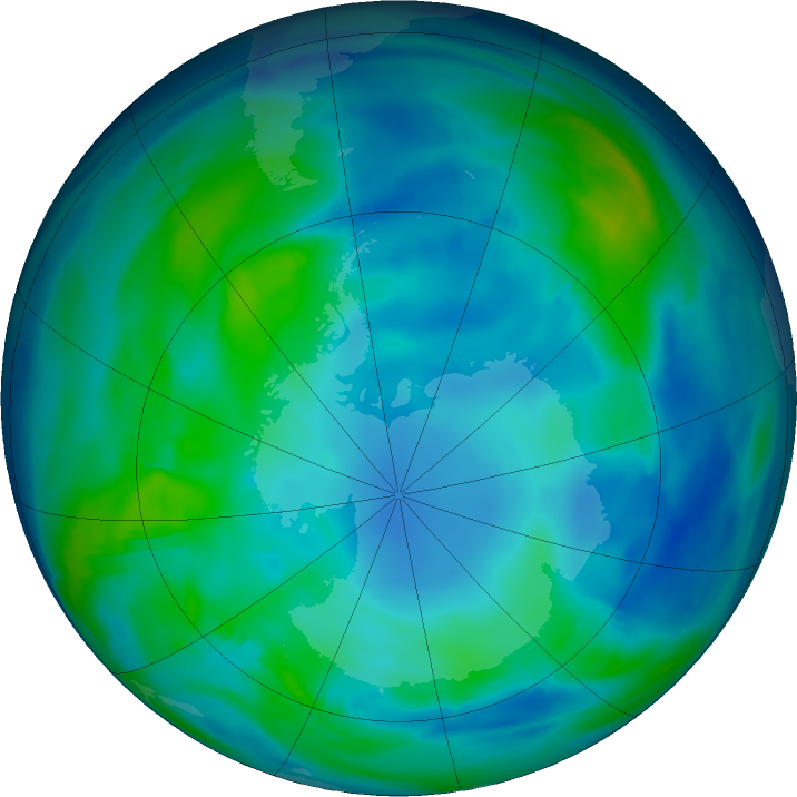 Antarctic ozone map for 17 May 2019
